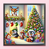 Christmas Penguins-11CT Stamped Cross Stitch 50*50cm/19.69*19.69in