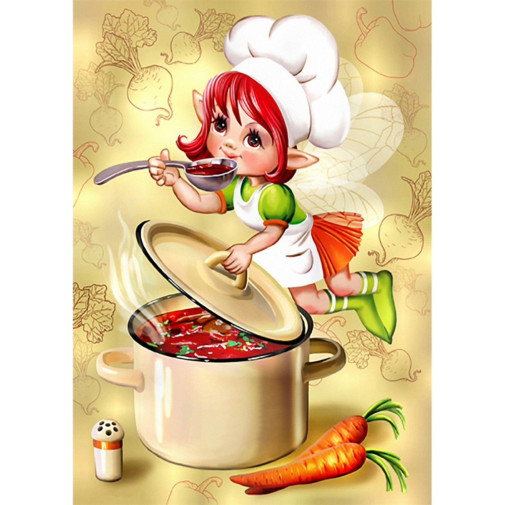 Cook Girl 30x40cm(canvas) full round drill diamond painting