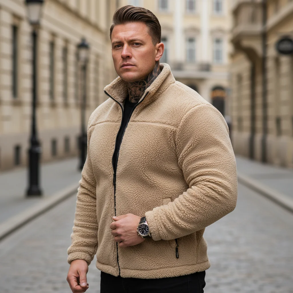 Men's Double-Sided Fleece Thick Stand Collar Jacket