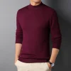 Men's Winter Solid Color Half Turtle Collar Slim Fit Stretch Knit Sweater