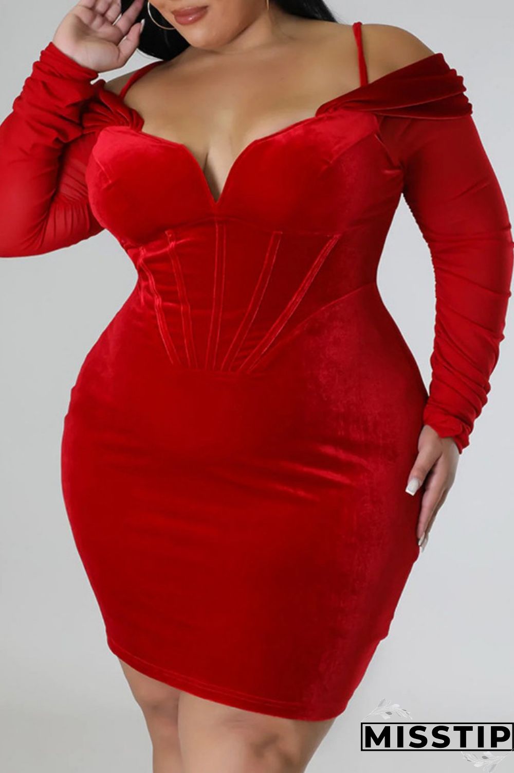 Green Sexy Casual Solid Patchwork Off the Shoulder Long Sleeve Plus Size Dresses