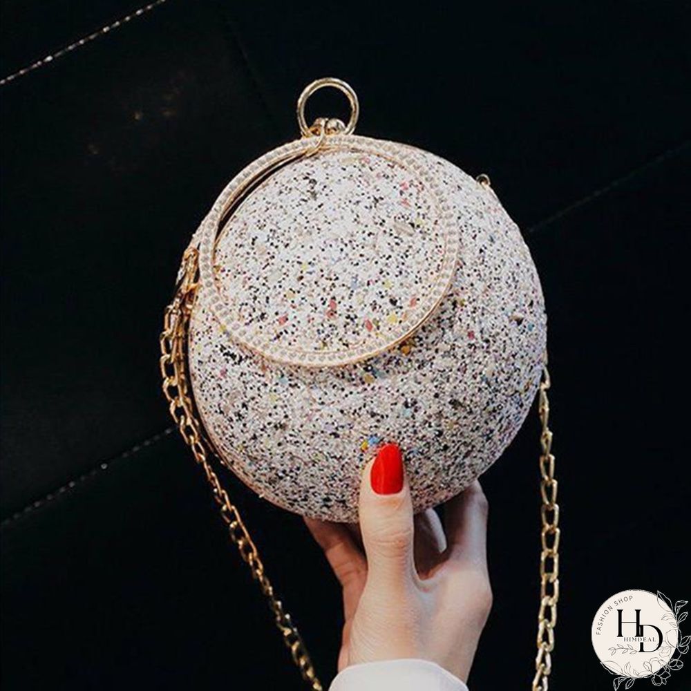 Pink Fashion Patchwork Round Crossbody Bag