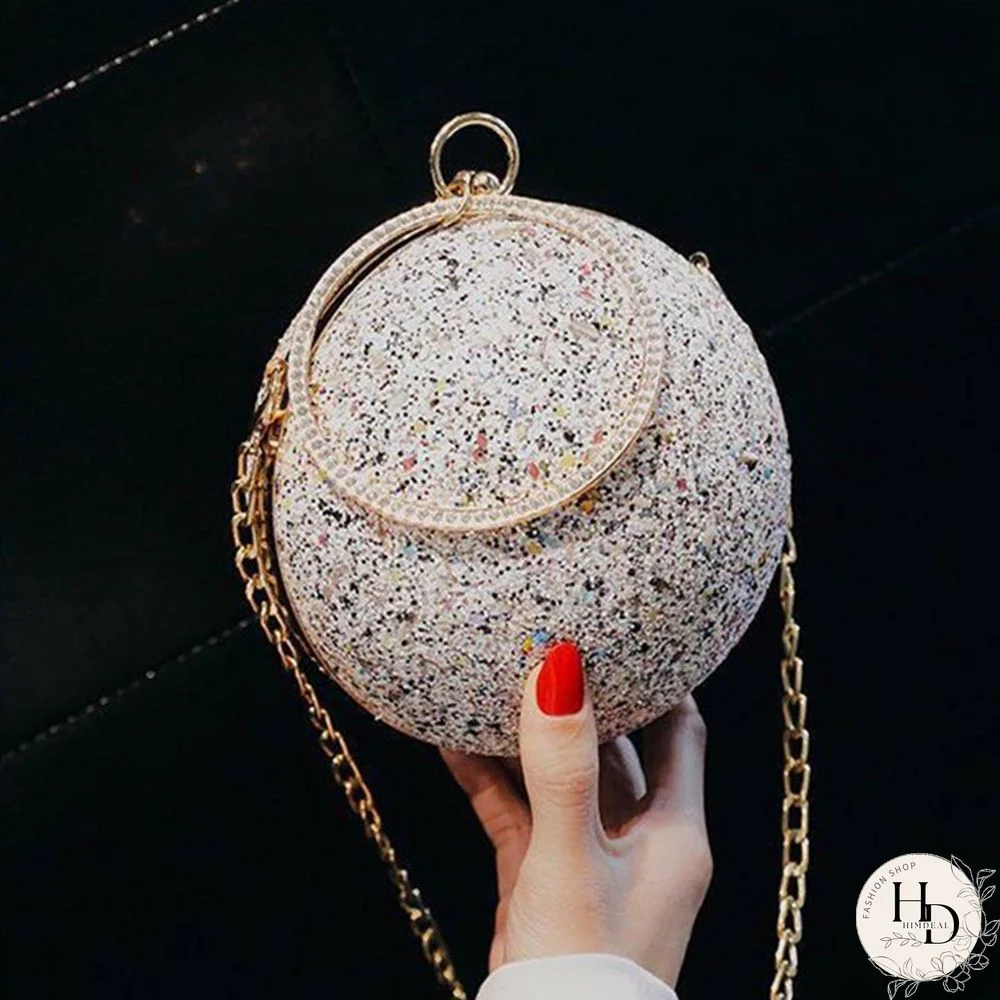 Pink Fashion Patchwork Round Crossbody Bag