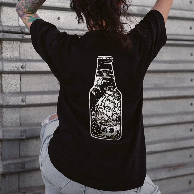 Beer Bottle Printed Women's T-shirt