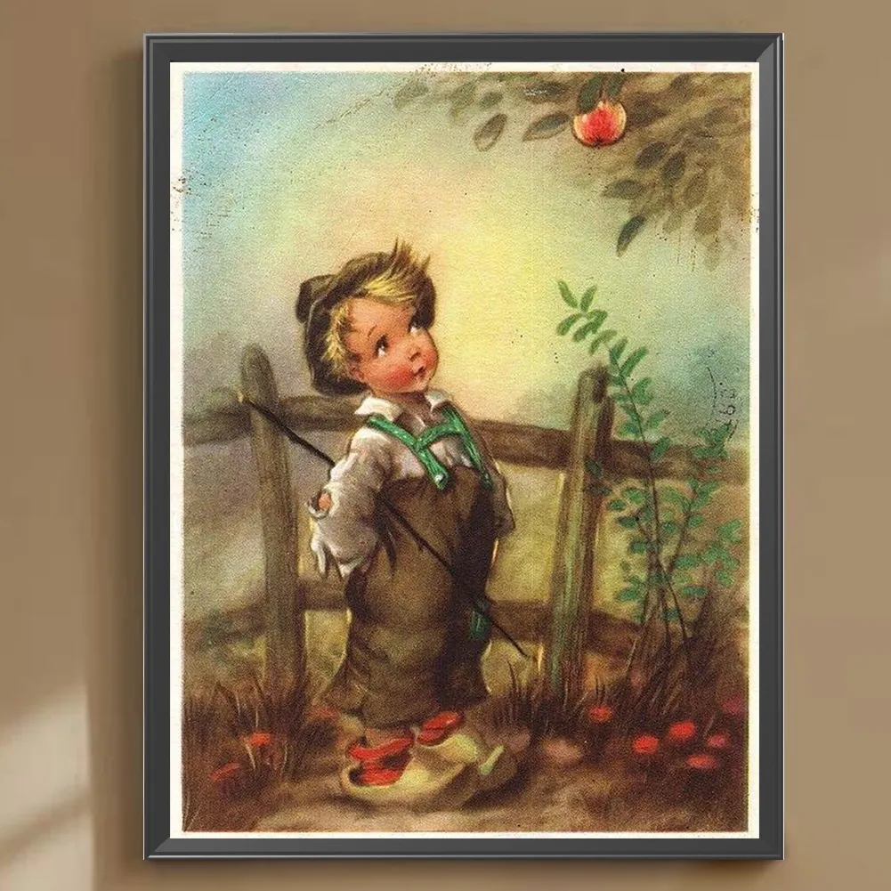 Full Round Diamond Painting 30*40cm - Retro Poster Kids