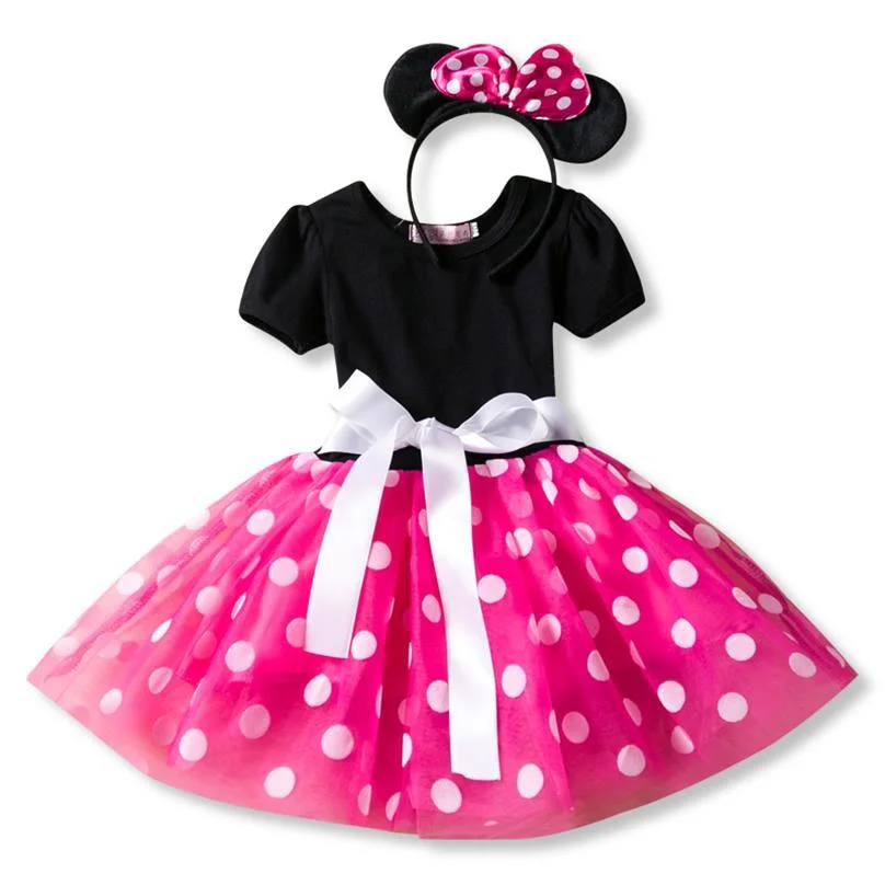 Fancy Baby Girls Clothes Mouse Dress Christmas Costume New Year Carnival Polka Dot Santa Dresses For Girls Holiday Party