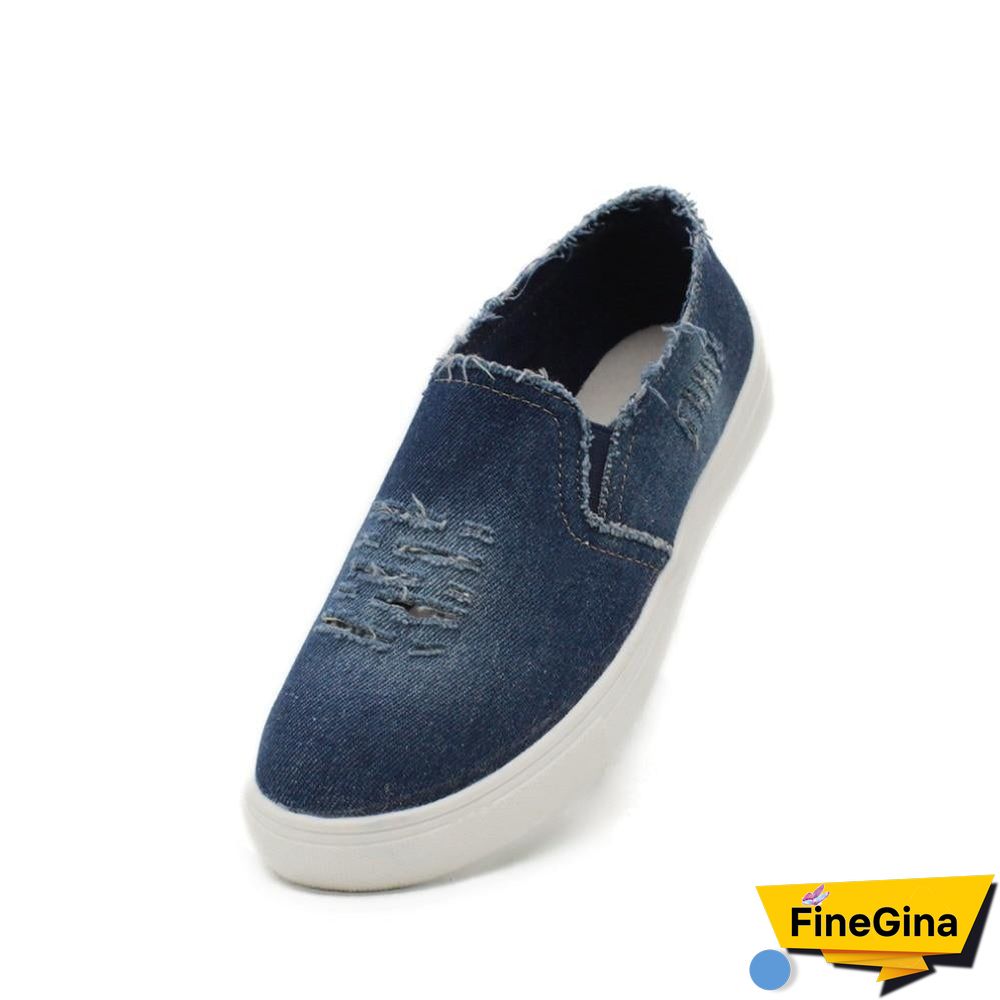 Women Denim Canvas Casual Platform Breathable Footwear Classic Loafers A Pedal Lazy Sneakers Shoes
