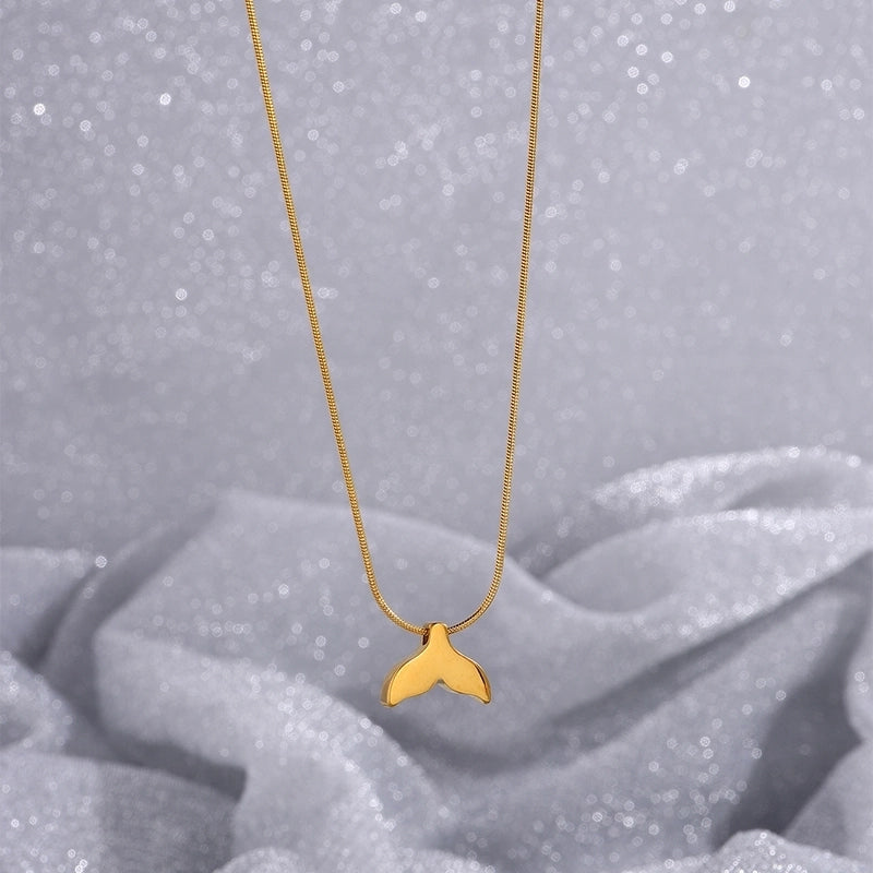 Elegant Lady Fish Tail Titanium Steel Pendant Necklace