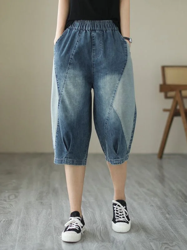 Women plus size clothing Women's Large Size Versatile Thin Casual Cropped Pants-Nordswear