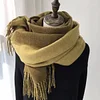 Plain Dual Colors Women Men Unisex Tassels Scarf Shawl