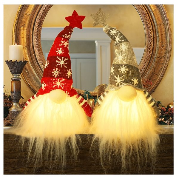 Juegoal 11" Lighted Christmas Gnome Santa, Light Up Elf Holiday Present, Battery Operated Winter Tabletop Christmas Decorations, 2 Set - Shop Trendy Women's Fashion | TeeYours