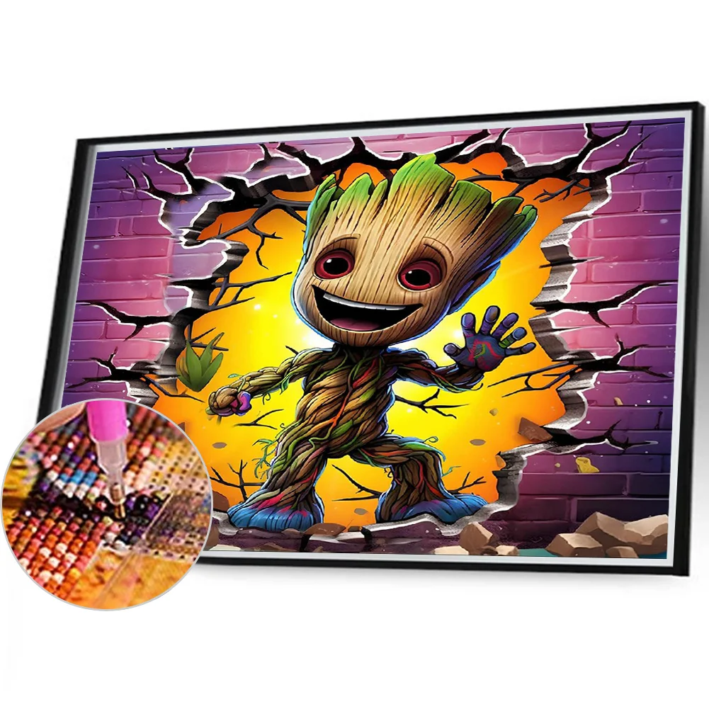 Diamond Painting - Full Round Drill - Groot Breaking Wall(Canvas|40*35cm)