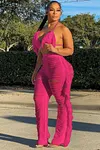 Ripped Fringed Casual Trousers Set