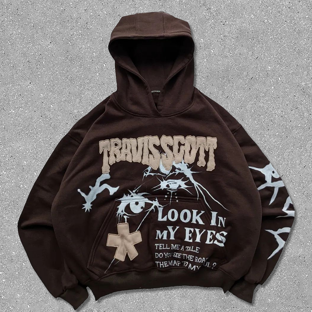 Sopula Vintage Look In My Eyes Graphics Pocket Hoodie - SOPULA