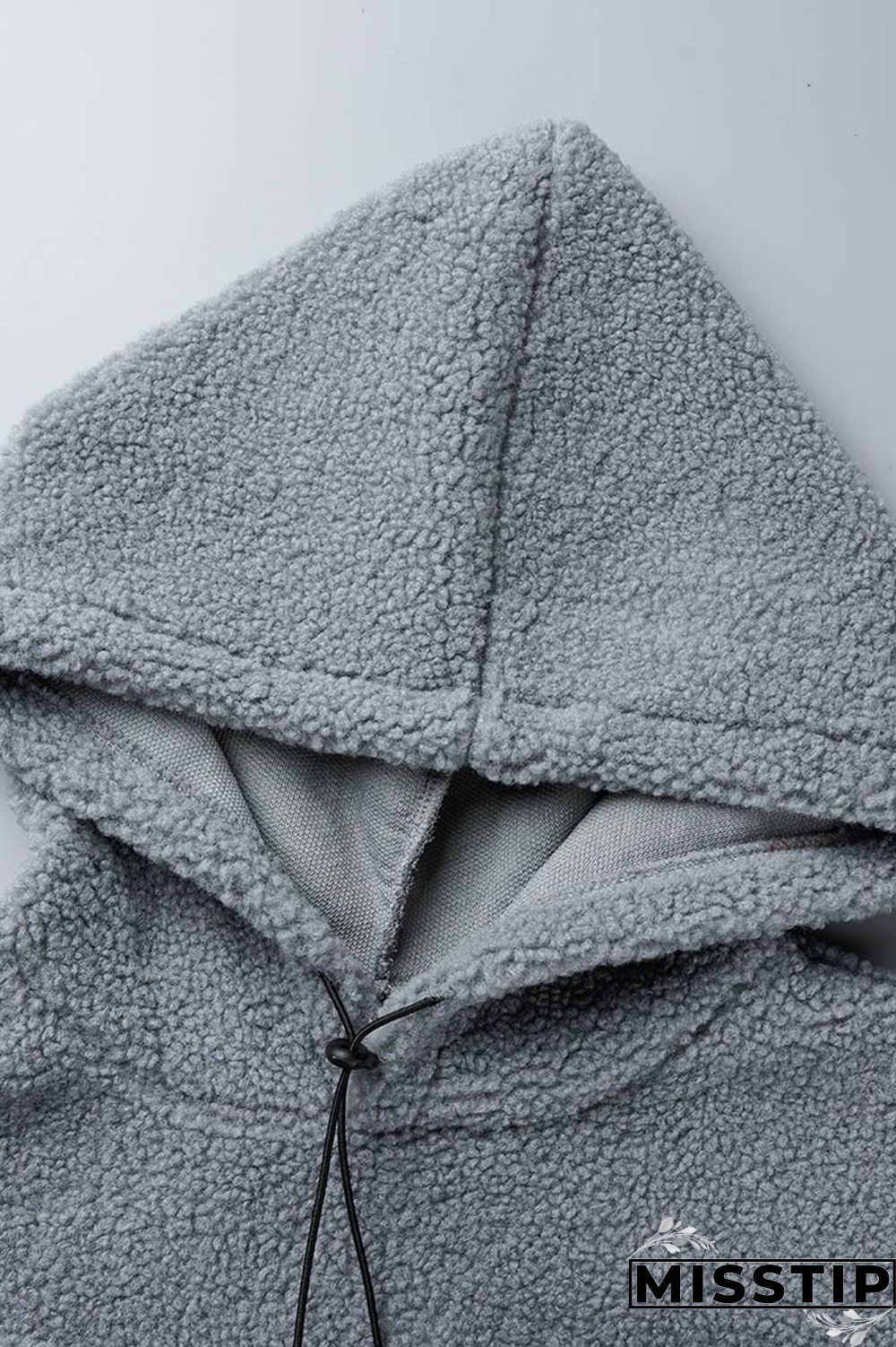 Grey Casual Solid Patchwork Pocket Hooded Collar Tops