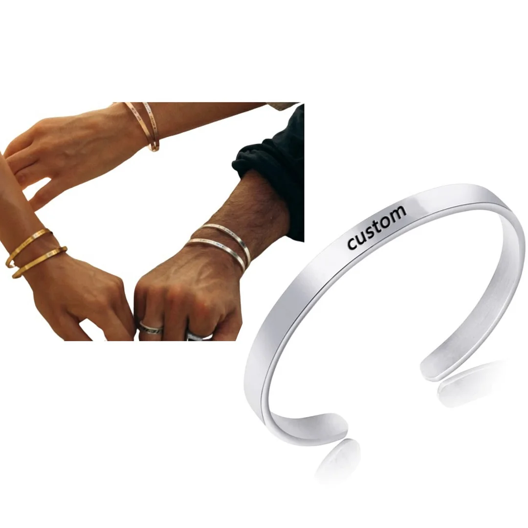Personalized Engraved stainless steel Adjustable Bracelet & Ring 