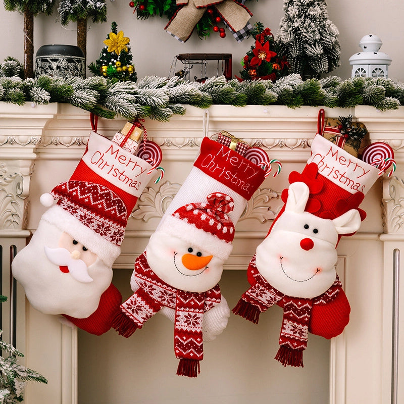 Christmas Cute Santa Claus Christmas Socks Elk Polyester Party Festival Hanging Ornaments