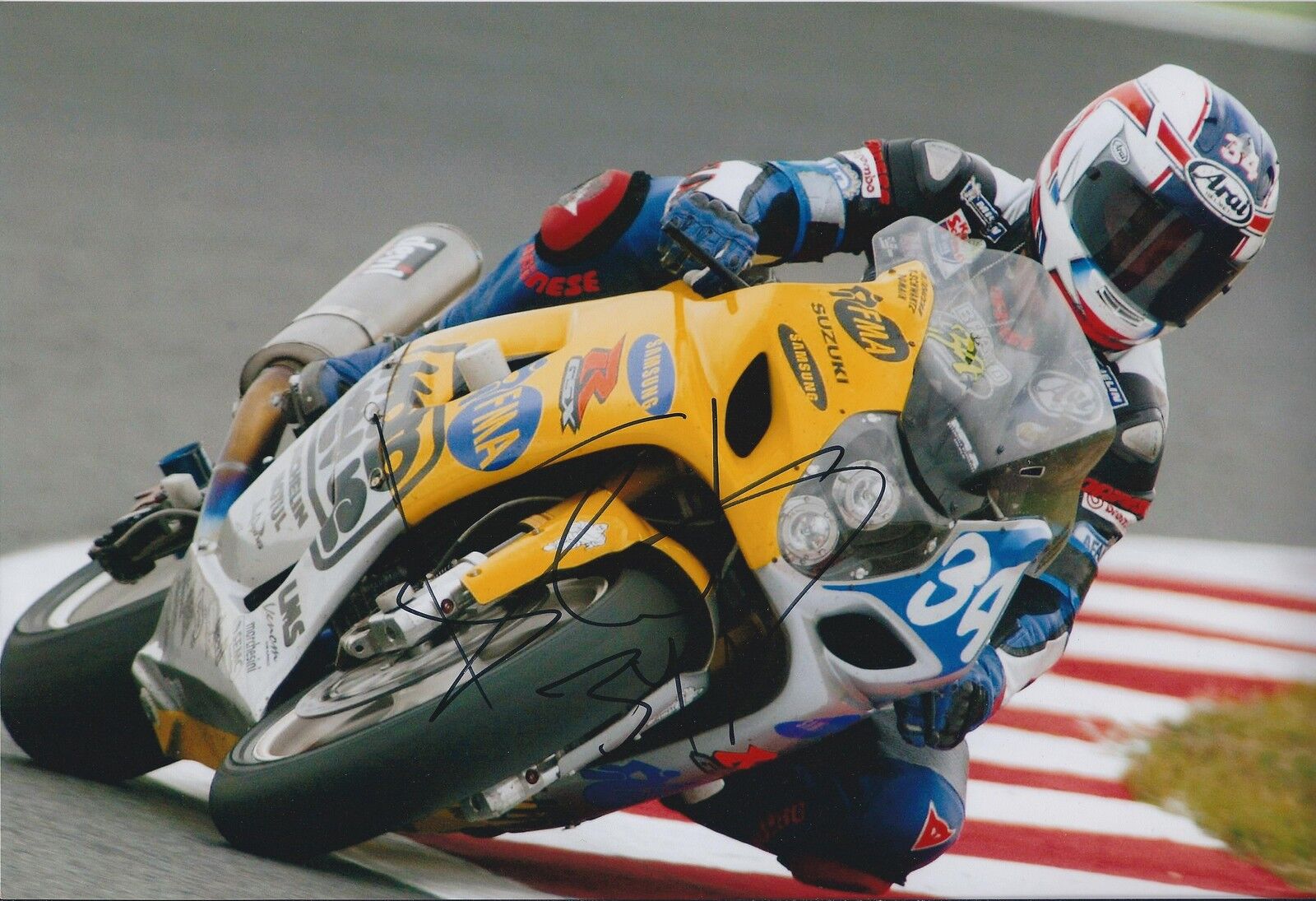 Kevin Schwantz SIGNED Autograph SUZUKI SGM Racing Team ARAI 12x8 Photo Poster painting AFTAL COA