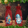 2pcs Christmas Diamond Art Linen Wine Gift Bag Diamond Painting Red Wine Bag Kit