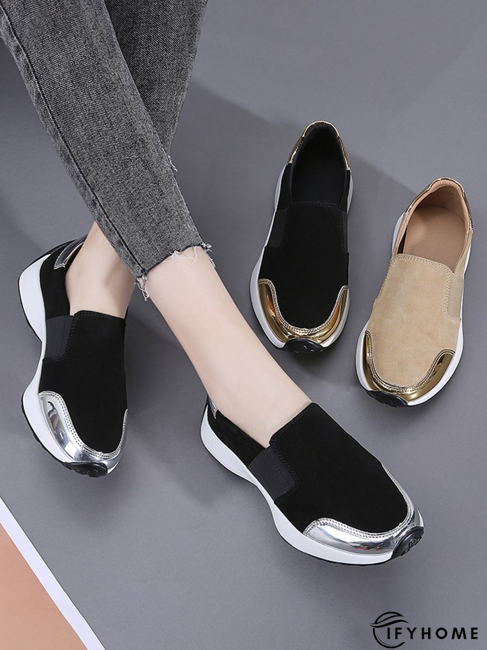 Casual Color Block Slip On Walking Shoes | IFYHOME