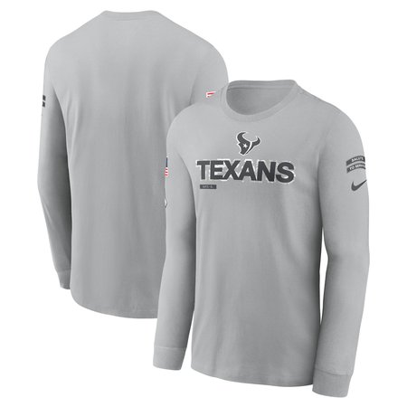 Men's Houston Texans  Gray 2024 Salute To Service Long Sleeve T-Shirt