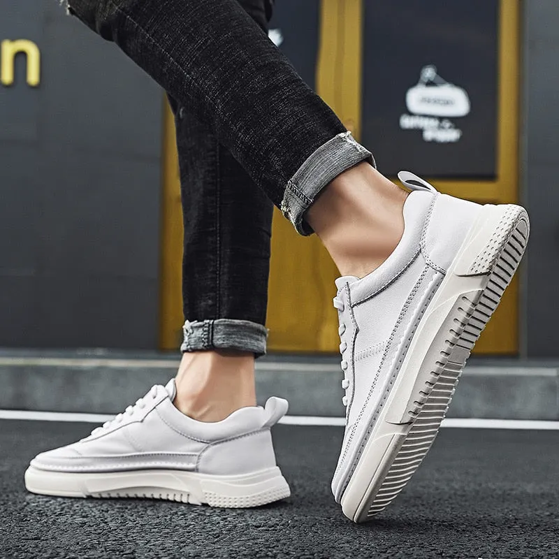 men shoes Luxury genuine Leather Mens Sneakers Denim Lace Up Mens Casual Shoes Outdoor Shoes Male Handmade Leisure Shoes For Man