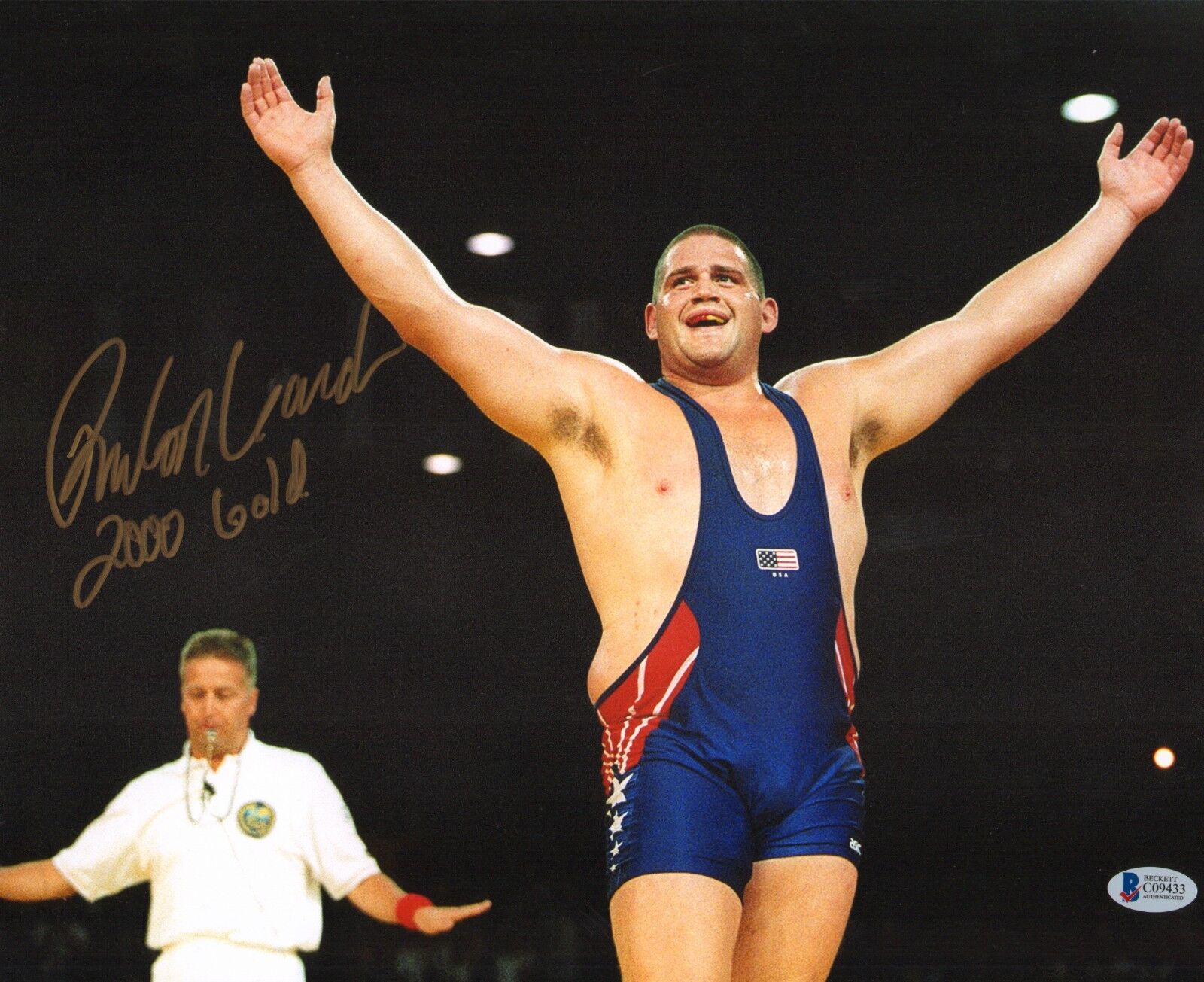 Rulon Gardner Signed 11x14 Photo Poster painting BAS COA 2000 Olympic USA Wrestling Gold Picture