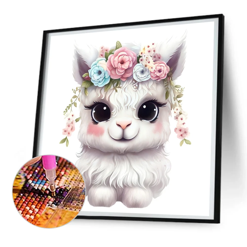 Full Round Diamond Painting 30*30cm - Flowers Animals Bunny