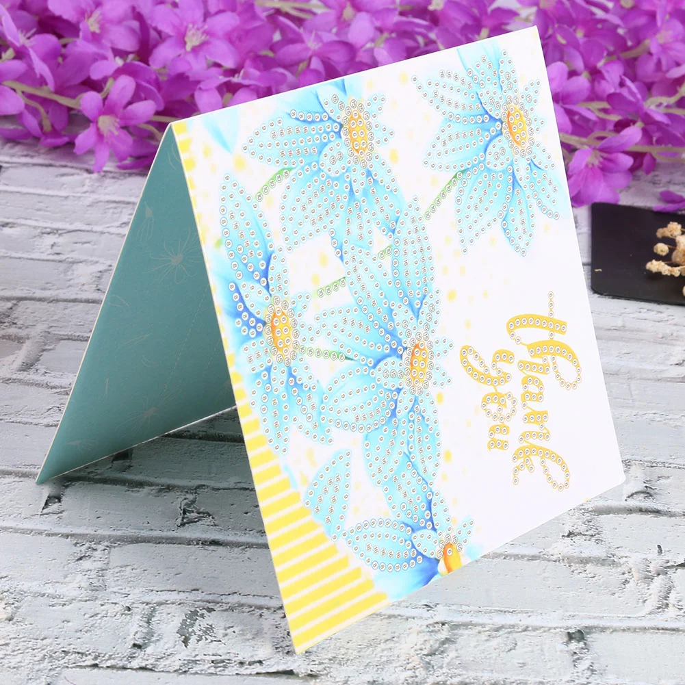 12pcs Diamond Painting Greeting Card - Rhinestone - Embroidery for Birthday【With White Envelope】