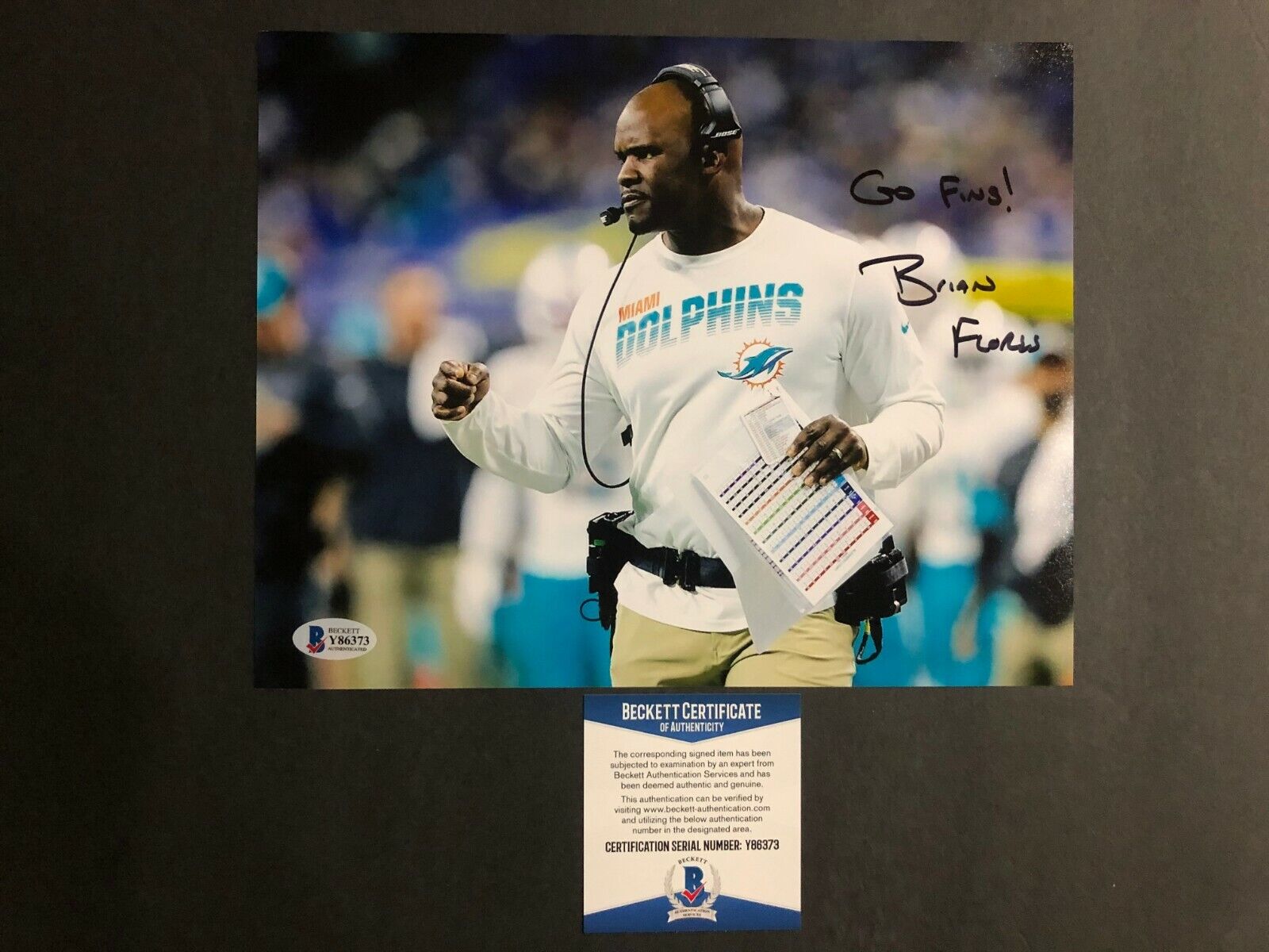 Brian Flores Hot! signed autographed Miami Dolphins 8x10 Photo Poster painting Beckett BAS coa