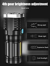 IPX4 Waterproof Torch Light with 4 Modes with COB Work Light for Hiking Camping