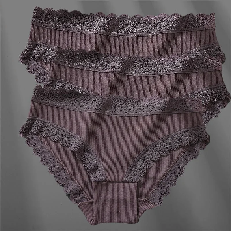 3PCS/Set Women's Cotton Panties Sexy Lace Lingerie Female Soft Underwear For Girls Ladies Underpants Floral Briefs Woman's panty
