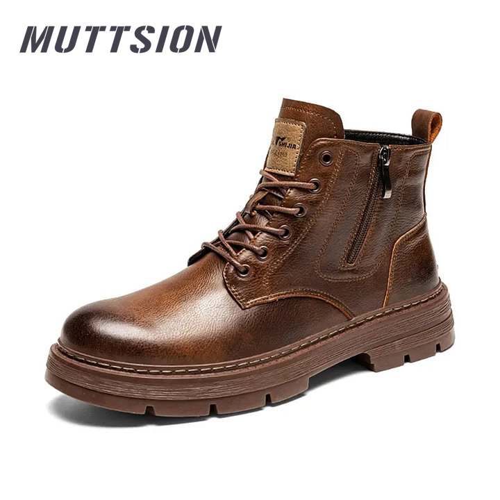 MUTTSION High Top British Fashion Platform Leather Martin Boots MUTTSION.COM MUTTSION