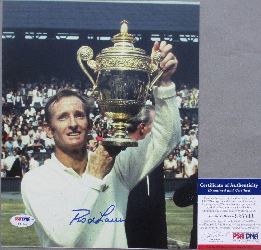 THE GREAT!!! Rod Laver Signed WIMBLEDON 8x10 Photo Poster painting PSA/DNA Tennis Legend