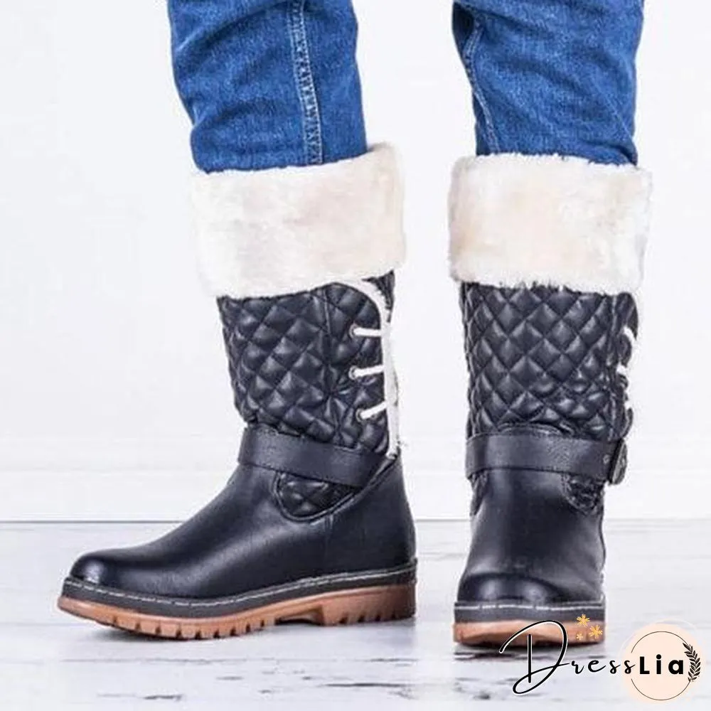 Women's Winter Furry Mid-Calf Snow Boots Plus Size Shoes