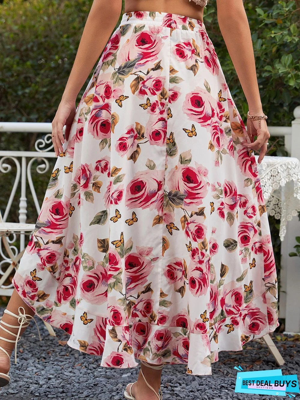 Ins Casual Trend Irregular Print Skirt A-Line Skirt