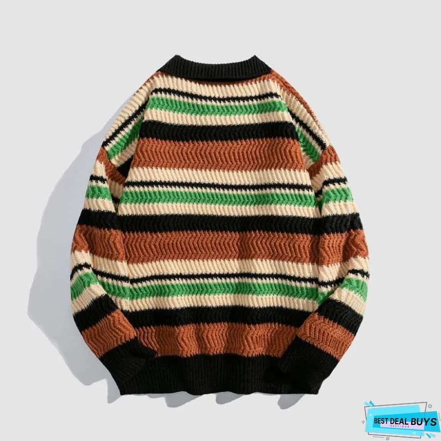 Detachable Drawing Striped Sweater