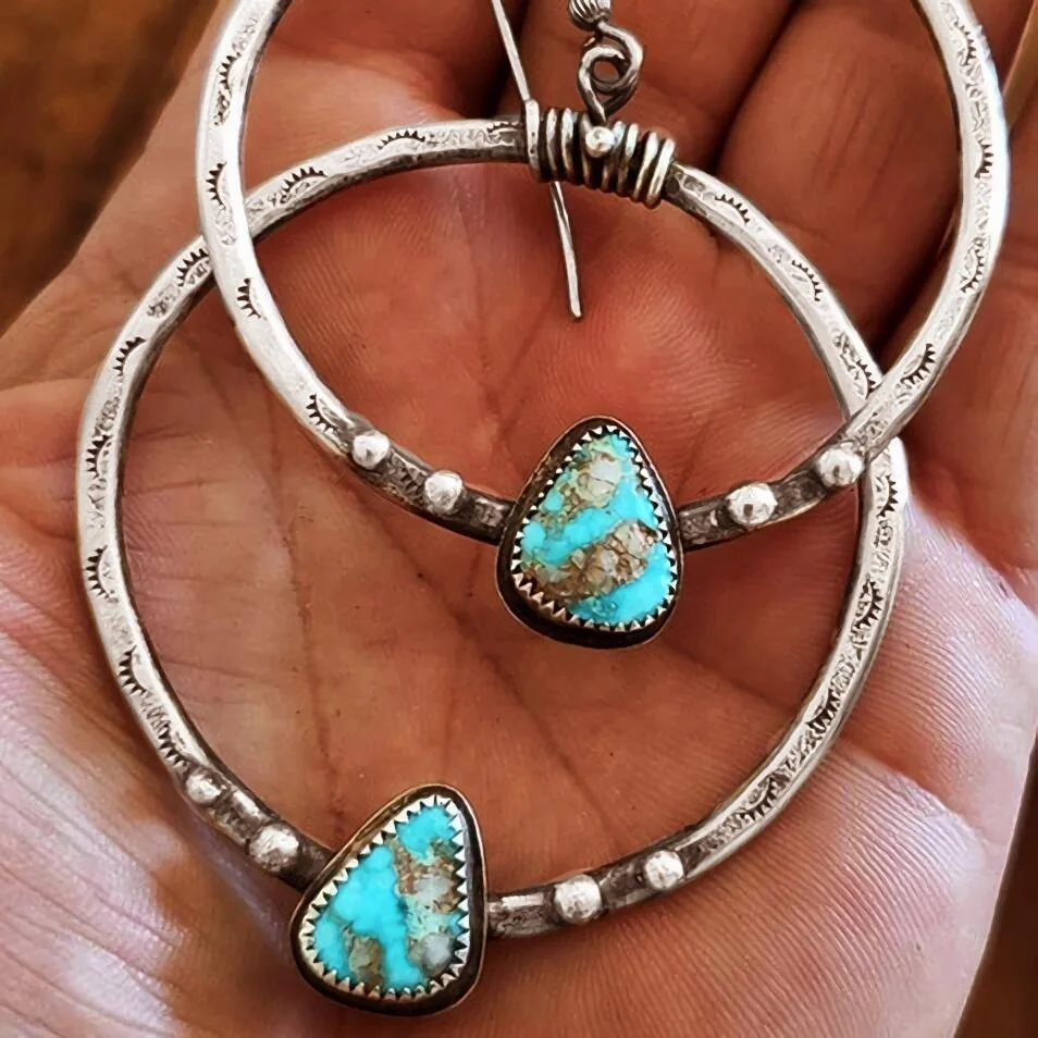 Turquoise Dangle Drop Hook Earrings