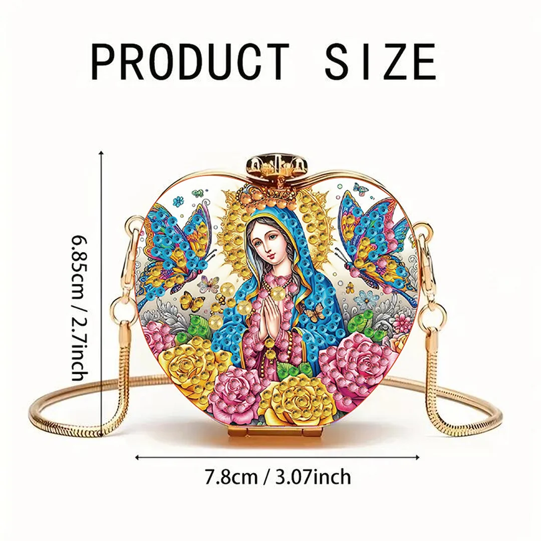 Faith DIY Acrylic Love Art Diamond Painting Coin Purse with Chain for Women Girl