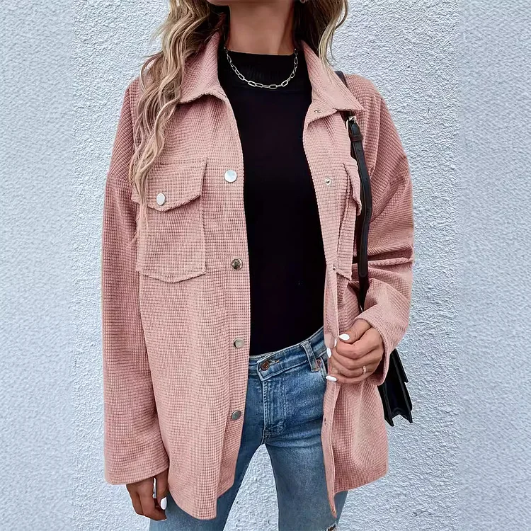 Women's Waffle Jacket Lapel Butter Down Shirt Jacket