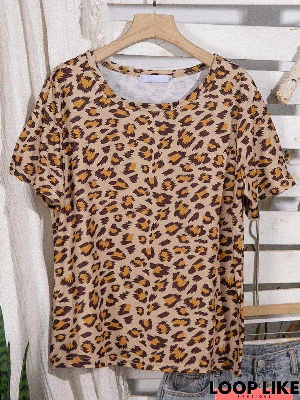 Leopard Casual Crew Neck T-shirt