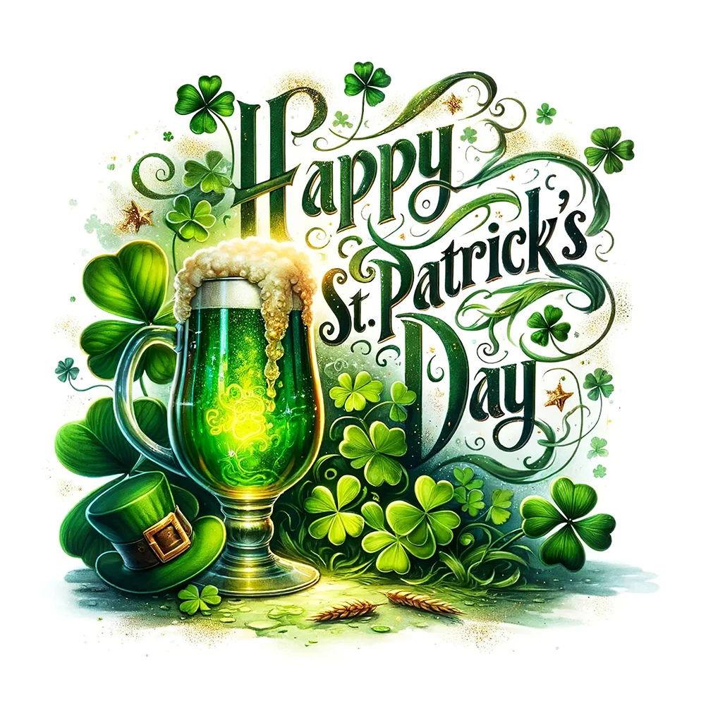 Diamond Painting - Full Square Drill - St. Patrick s Day Wine Glass(Canvas|45*45cm)