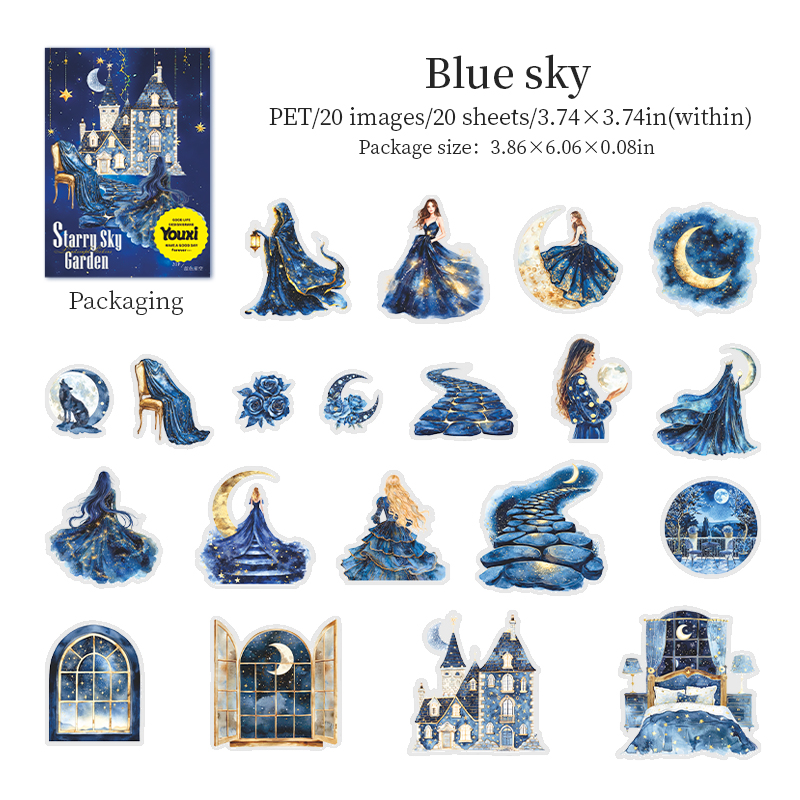 PET Sticker - Starry Sky Garden Series Vintage Plant Flower Character Landscape 