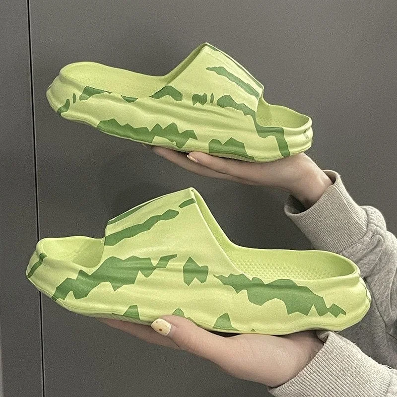 Watermelon tiger print slippers