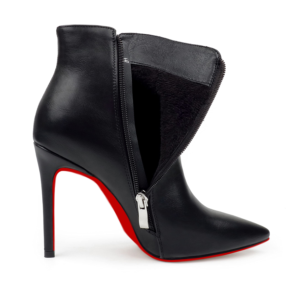 100mm Women's Ankle Boots Closed Pointed Toe Stilettos Red Bottoms Booties-vocosishoes