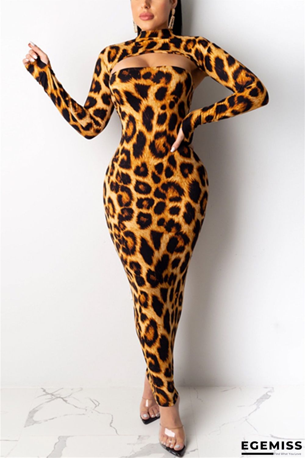 Yellow Fashion Casual Print Tube Top Dress (Including Small Coat) | EGEMISS