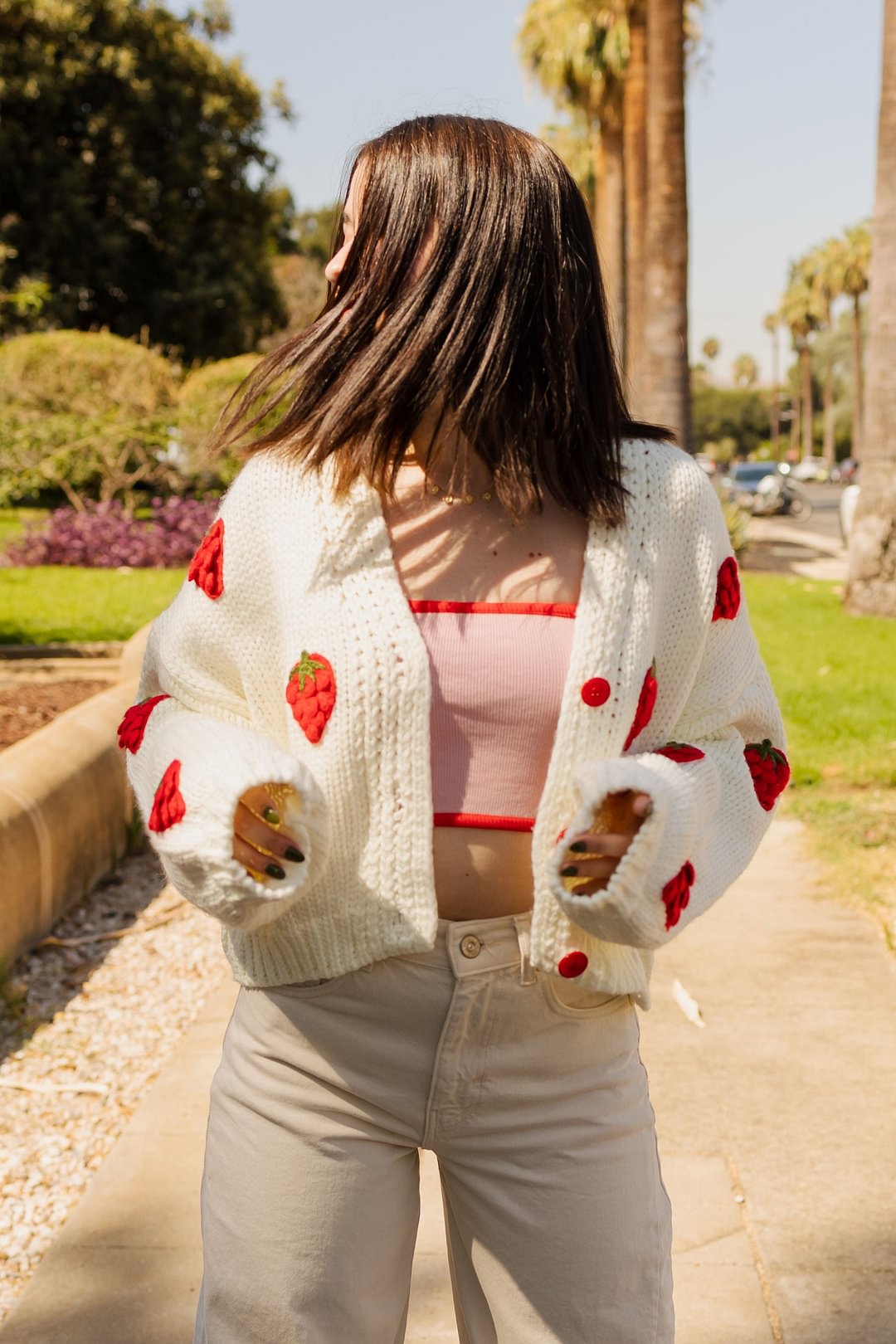 LYANKAA™ Strawberry Knit Cardigan