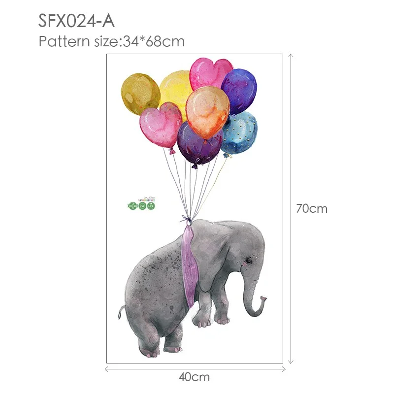 Animal Cartoon Wall Stickers For Kids Rooms Balloon Bunny Decorative 3D Wall Stickers For Children Rooms Large Kids Wall Decals