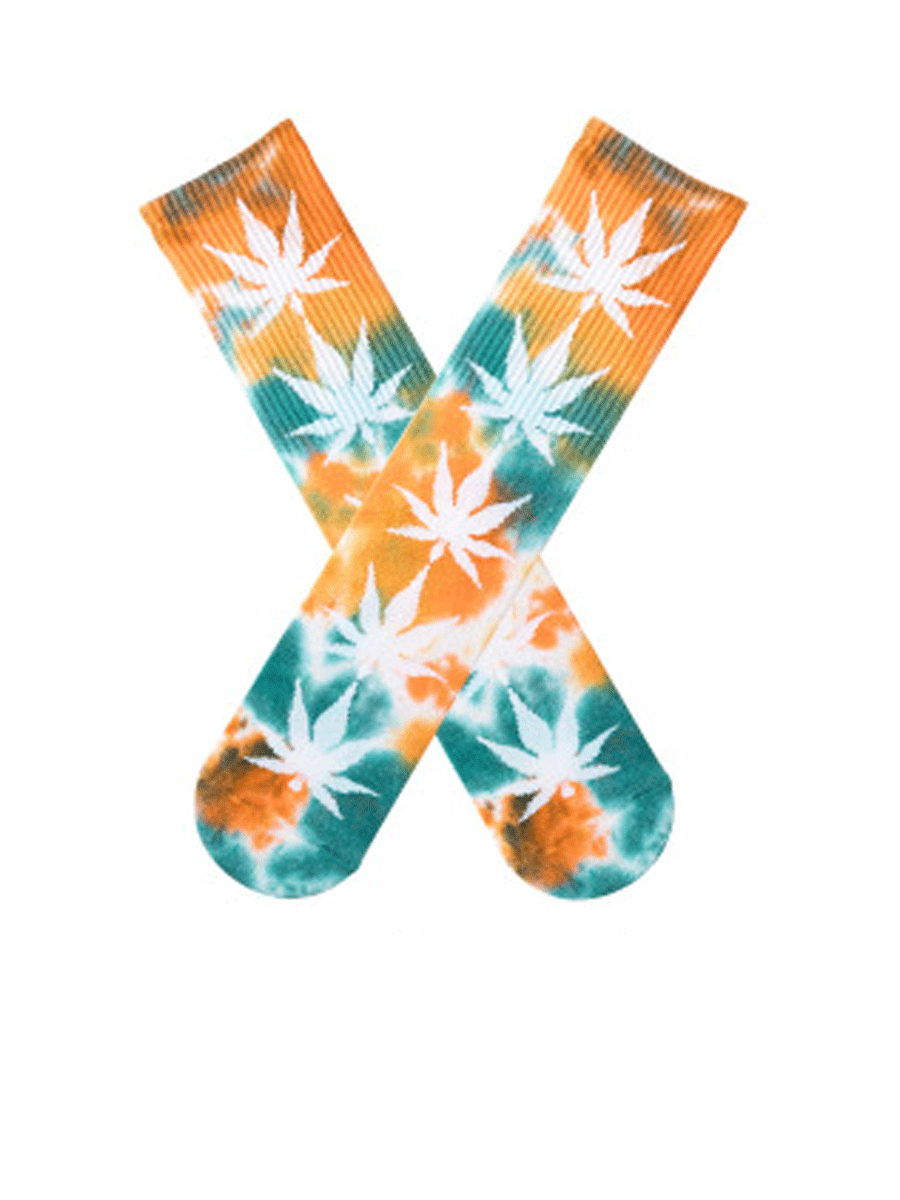 Maple Leaf Tie Dye Trendy Tube Socks