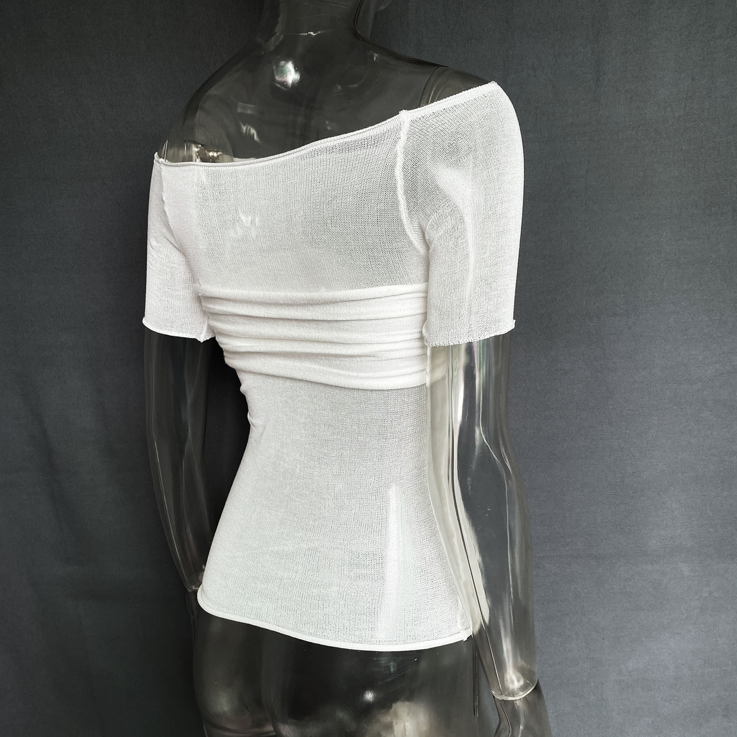 Ootddress Short Sleeve Mesh Top Shirt For Women Off-Shoulder See-Through Knit Sexy Pullover Summer Sheer New 2025 Ladies T-shirt